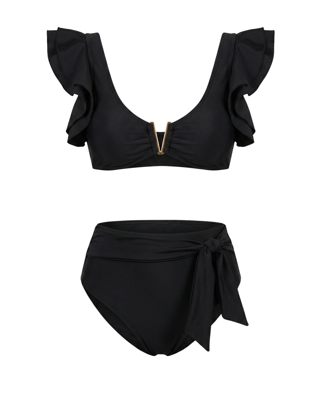 Black Gold Ruffled Bikini