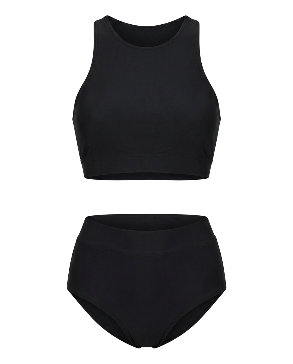 Solid High Waist Swimsuit
