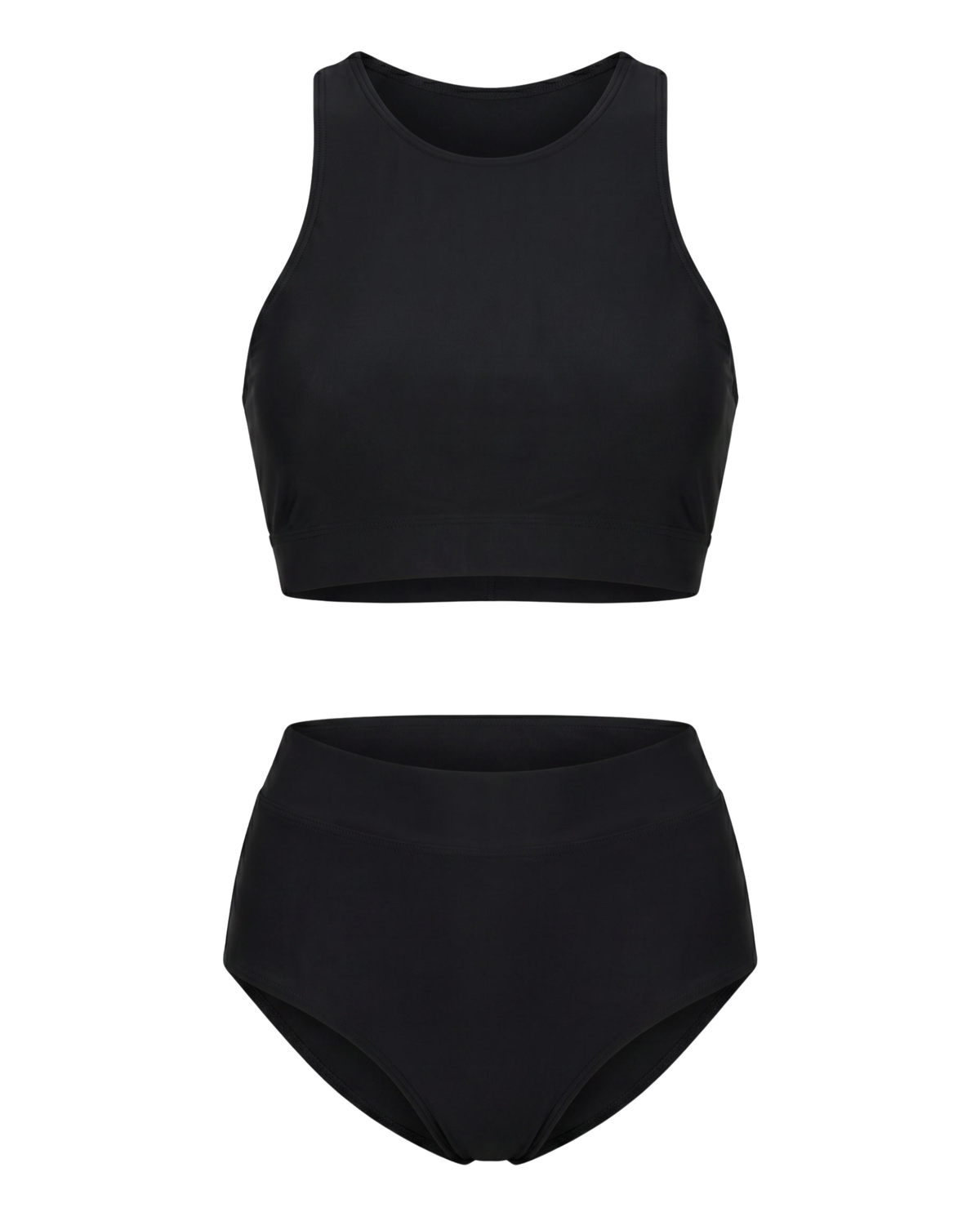 Solid High Waist Swimsuit