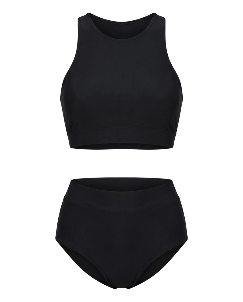 Solid High Waist Swimsuit