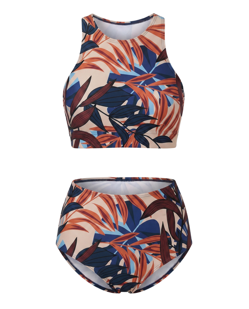 Solid High Waist Swimsuit