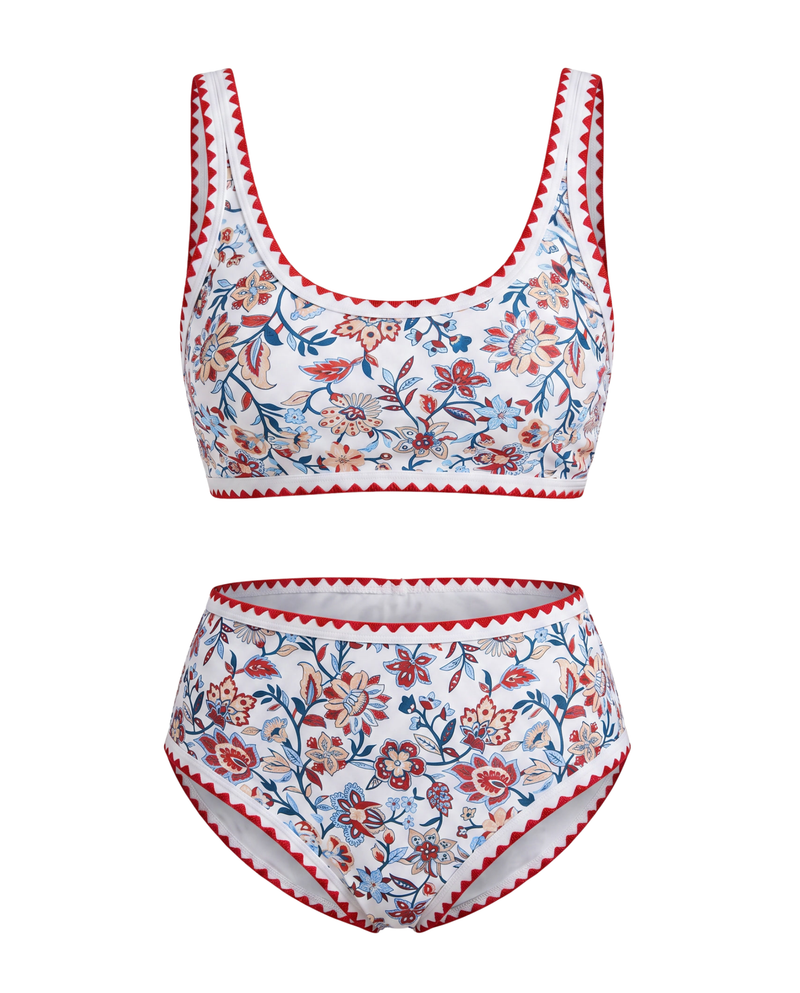 Floral High-Waist Bikini Set