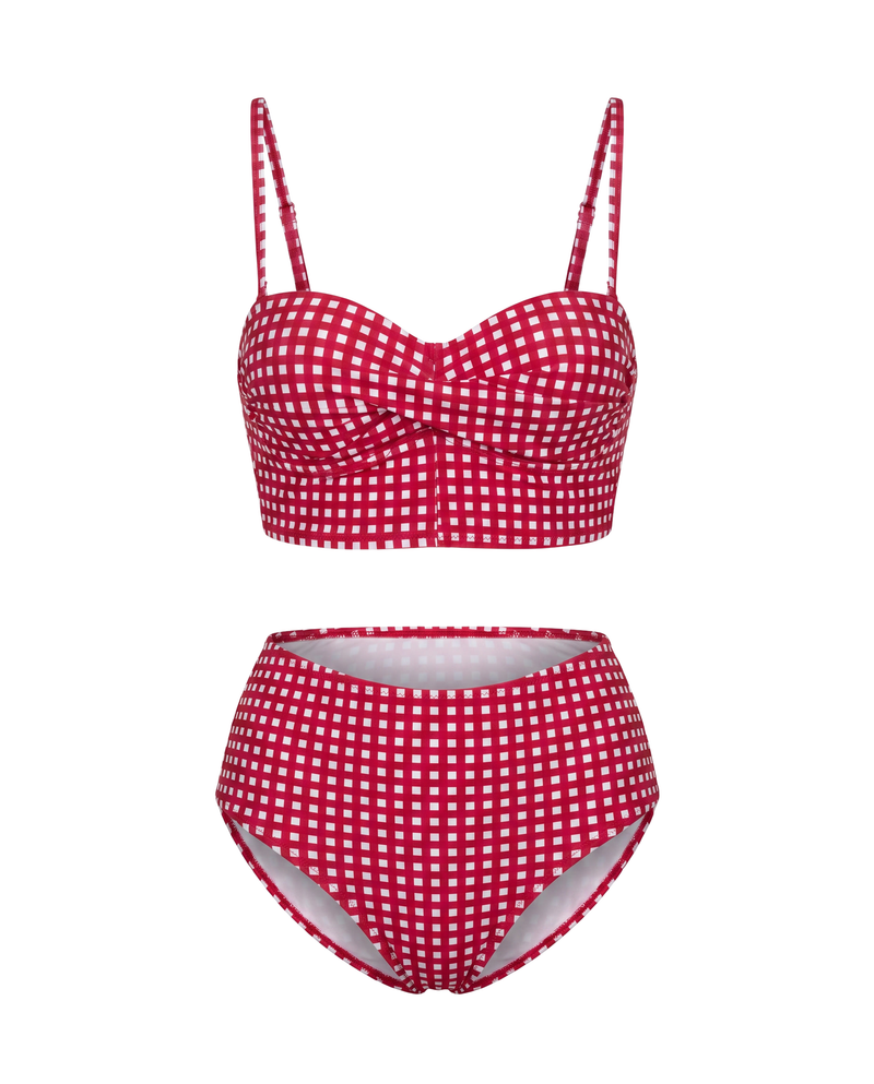 Plaid High Waist Bikini