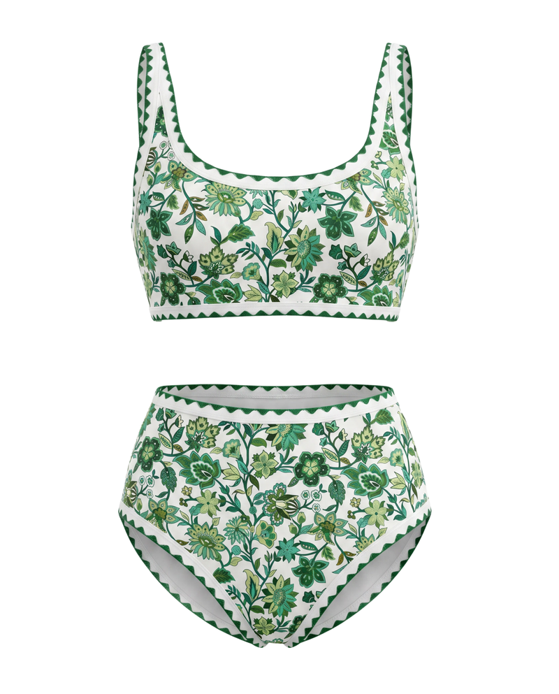 Floral High-Waist Bikini Set