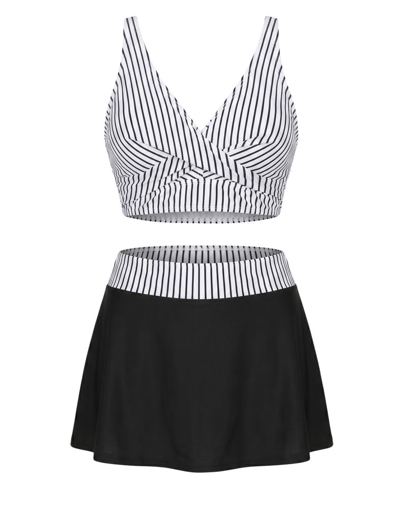 Striped Block Bikini Set
