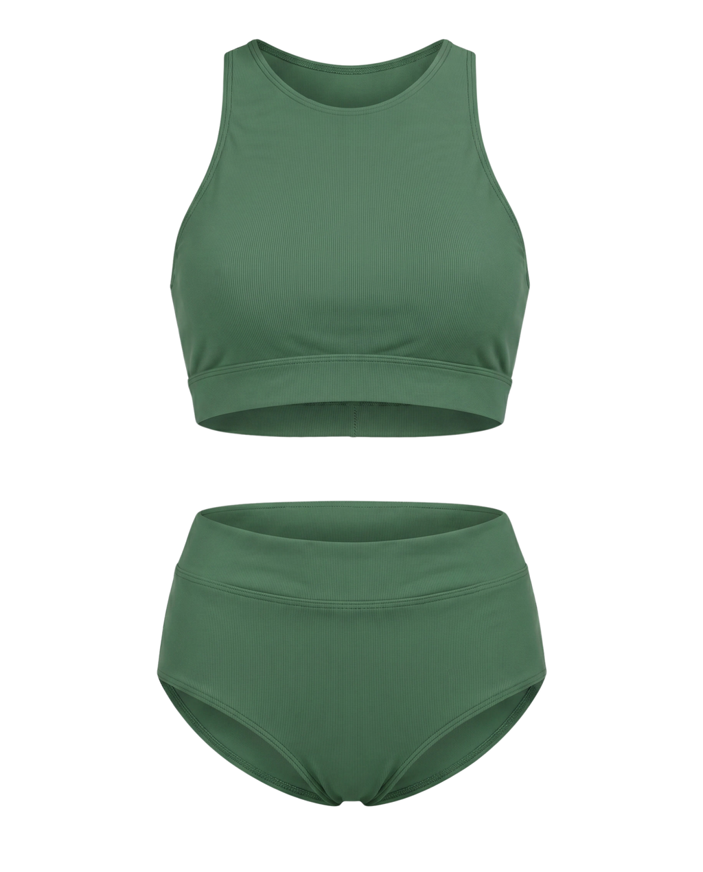 Solid High Waist Swimsuit