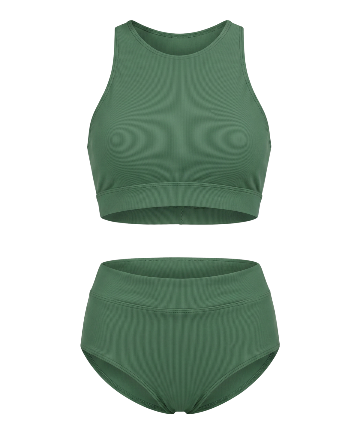 Solid High Waist Swimsuit
