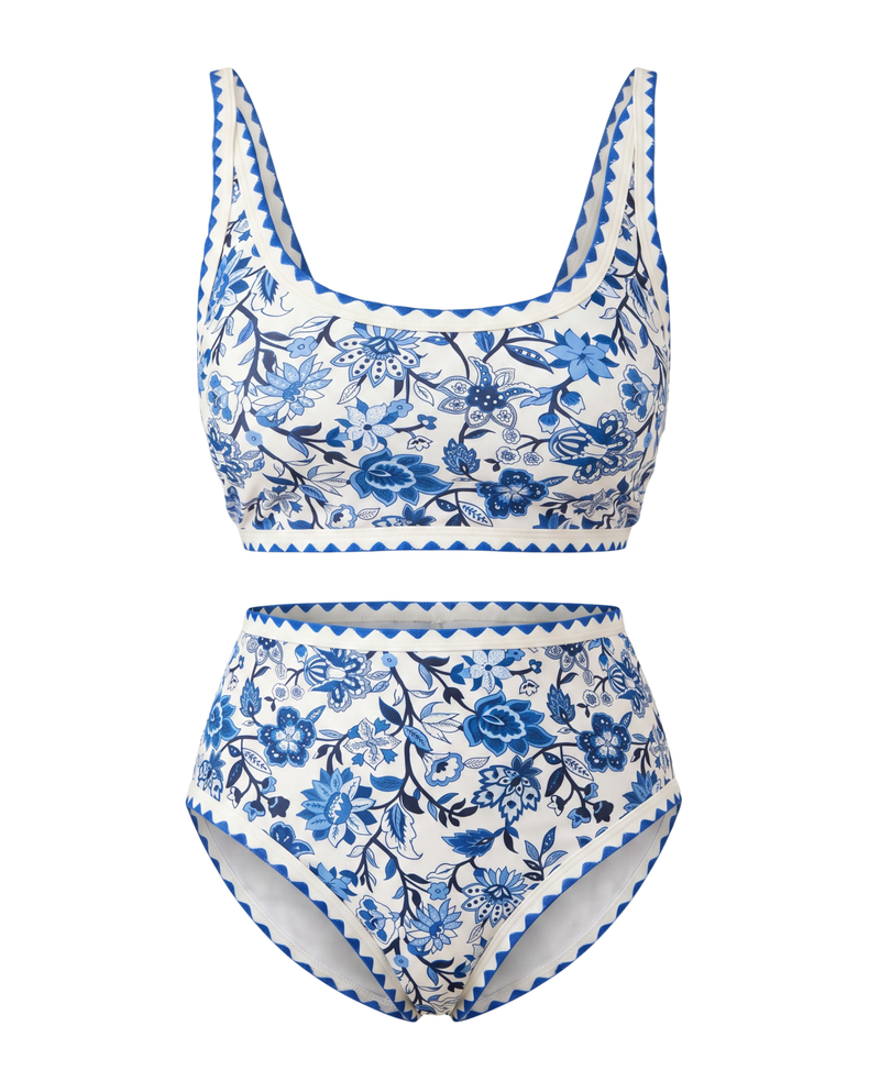 Floral High-Waist Bikini Set