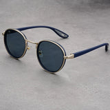 Silver Frame Blue Ring Gray Lens